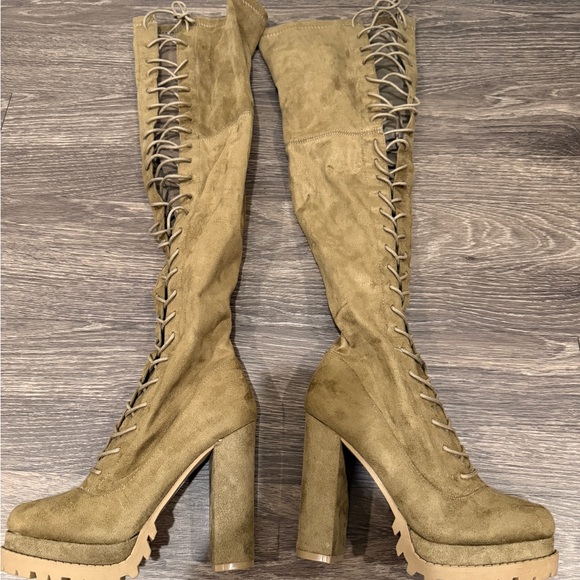 Fashion Nova Shoes - Fashion nova ready set go heeled thigh high boots size 6